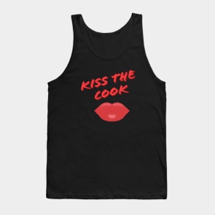 Kiss The Cook Red Lips (Black Background) Tank Top